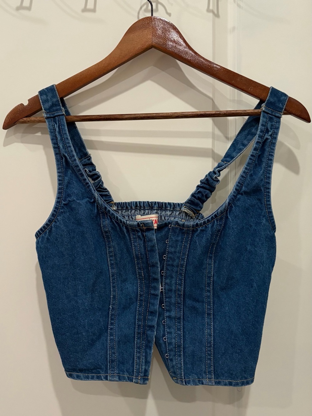 Women's Blue Denim Corset Tank Top